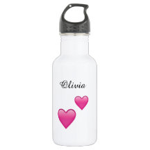 Olivia Personalized Hearts Water Bottle