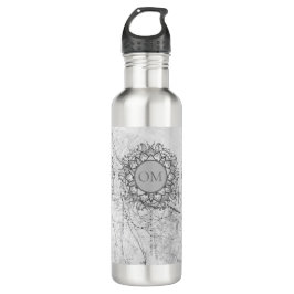 Bouteille D'eau OM Mandala sur le marbre d'argent