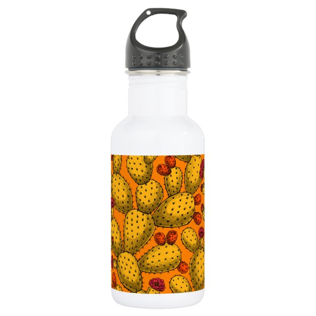 Bouteille D'eau Opuntie de floraison en jaune (Devant)