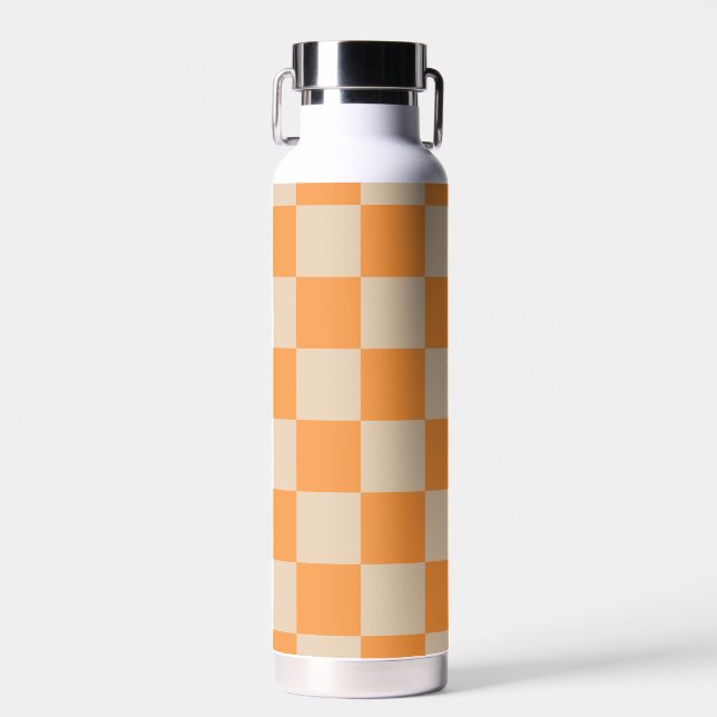 Bouteille D'eau Orange À damiers En vichy Motif (Avant)