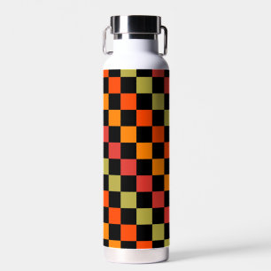 Bouteille D'eau Orange Black À damiers En vichy Motif