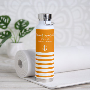 Bouteille D'eau Orange Blanc Personnalisé Plage Mariage Faveur
