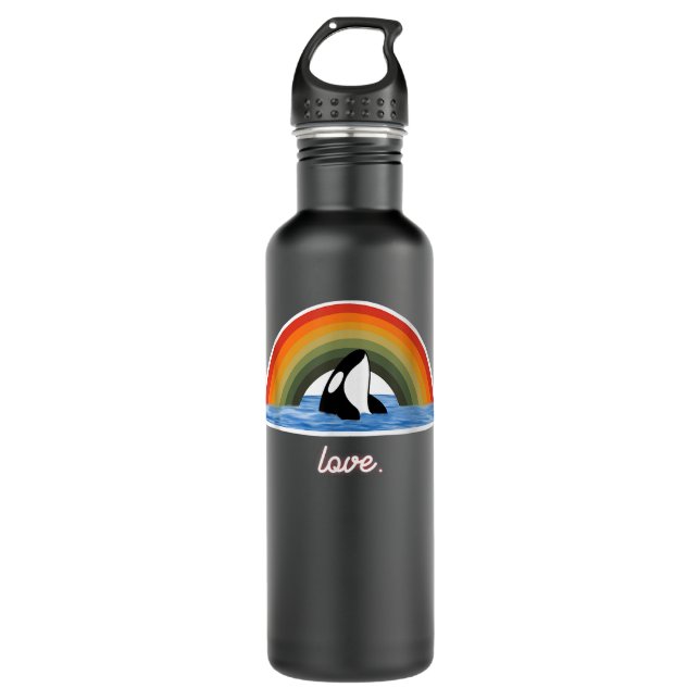 Bouteille D'eau Orca Killer Whale Rainbow Retro Love (Devant)