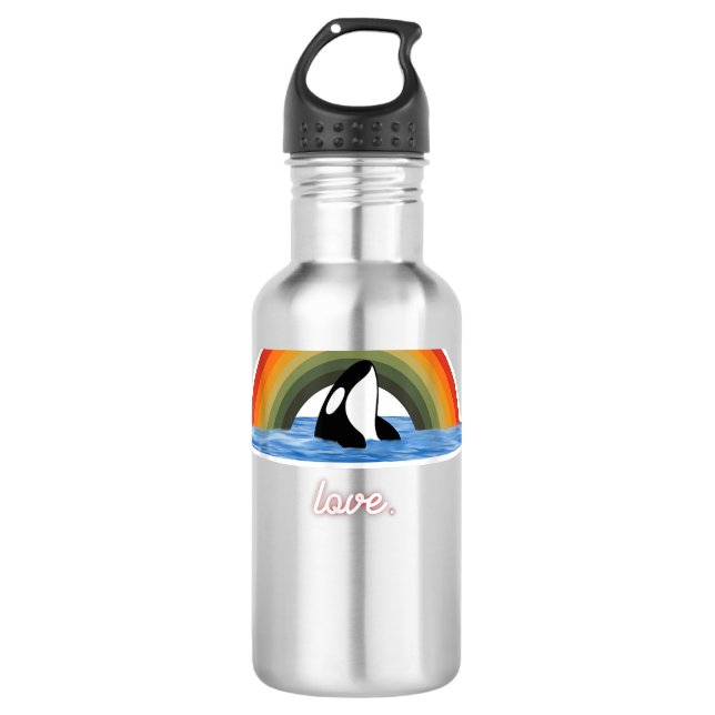 Bouteille D'eau Orca Killer Whale Rainbow Retro Love (Devant)