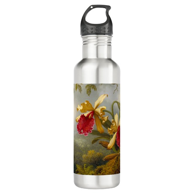 Bouteille D'eau Orchidées et colibri Heade (Devant)