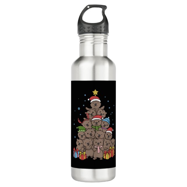 Bouteille D'eau Otter Christmas Tree Drôle cadeau de Noël (Devant)