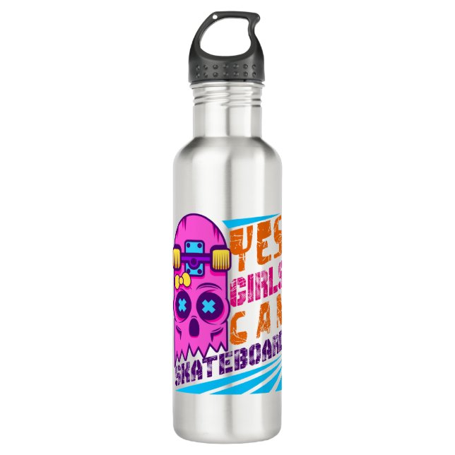 Bouteille D'eau Oui Les Filles Peuvent Skateboard Skateboard Skate (Devant)