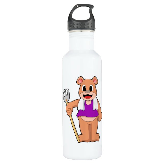 Bouteille D'eau Ours comme fermier avec le gâteau (Devant)