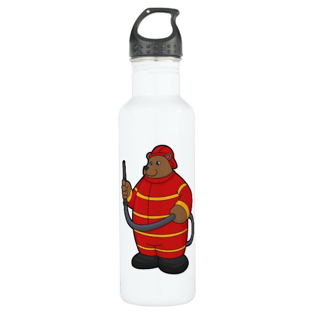 Bouteille D'eau Ours comme pompier avec tuyau (Devant)