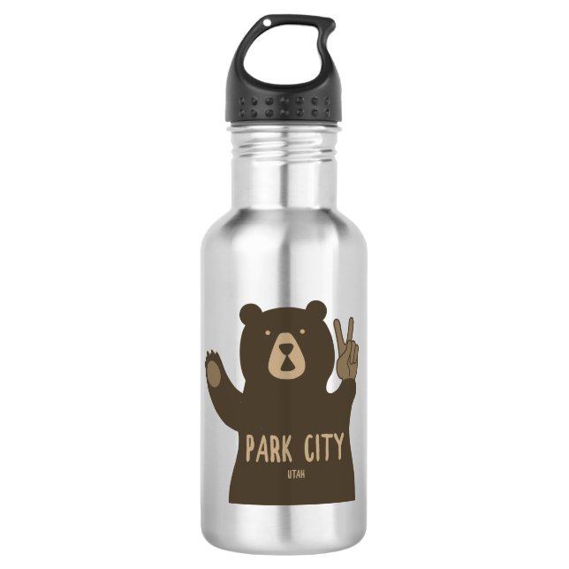 Bouteille D'eau Ours de paix de Park City Utah (Devant)