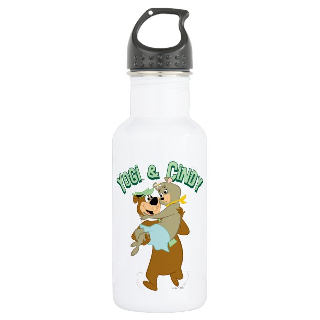 Bouteille D'eau Ours de Yogi portant un ours de Cindy (Devant)