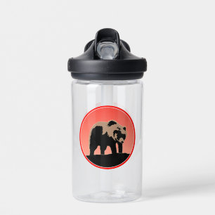 Bouteille D'eau Ours Grizzly au Coucher de Soleil - Art Animalier