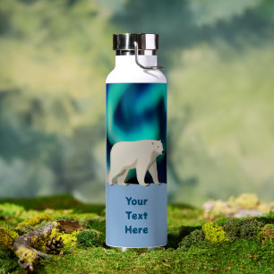 Bouteille D'eau Ours polaire mignon et aurores boréales