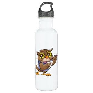 Bouteille D'eau Owl comme secrétaire avec stylo et note