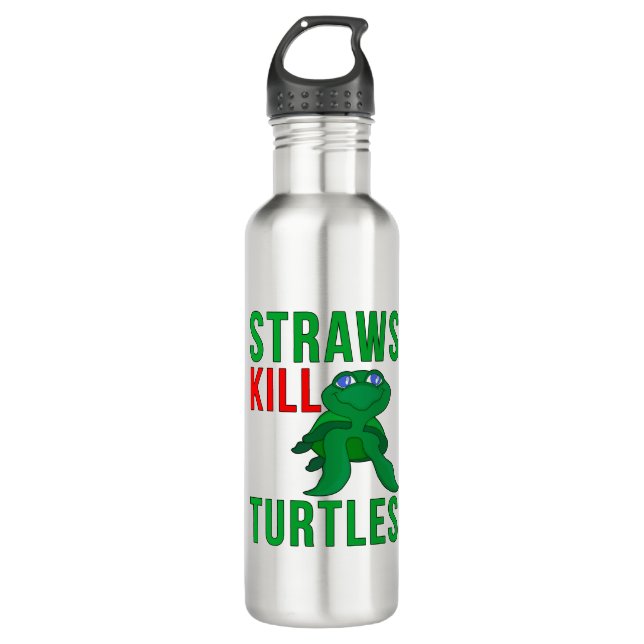 Bouteille D'eau Paille tue les tortues (Devant)