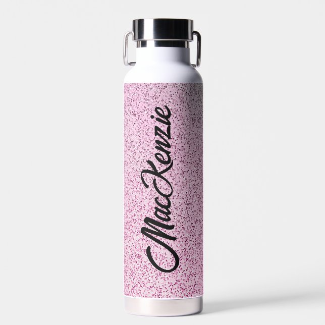 Bouteille D'eau Pailleté Rose et Vert Personnalisé (Avant)