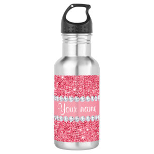 Bouteille D'eau Paillettes et diamants roses de Faux