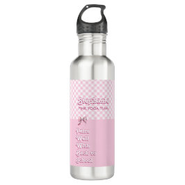 Bouteille D'eau Paires Bien W/ Retour À L'École Funky Pink Plaid T