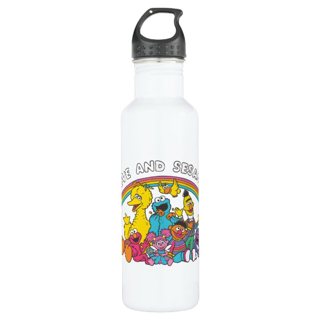 Bouteille D'eau Paix, amour et sésame Street (Devant)