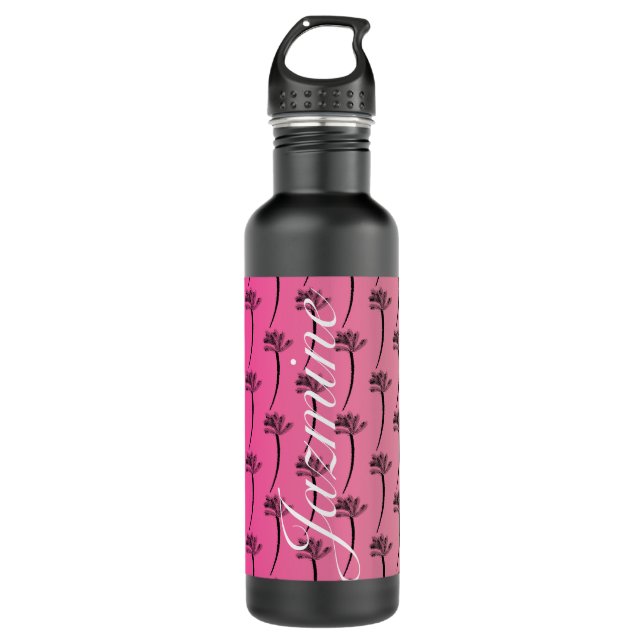 Bouteille D'eau Palmier tropical Motif rose (Devant)