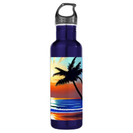 Bouteille D'eau Palmiers tropicaux et couleur océan