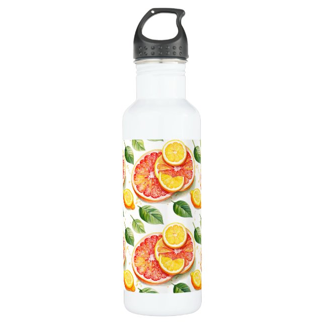 Bouteille D'eau Pamplemousse et citrons Aquarelle Citrus (Devant)
