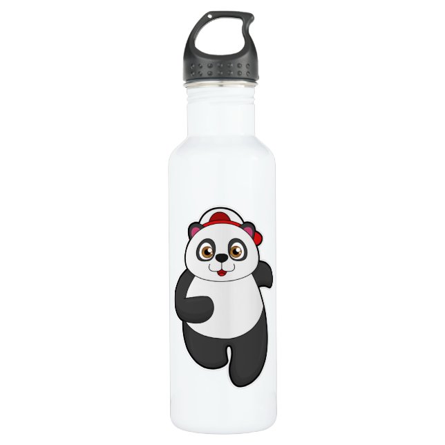 Bouteille D'eau Panda à Running avec Casquette (Devant)