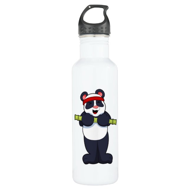 Bouteille D'eau Panda au travail avec le poids du bambou (Devant)