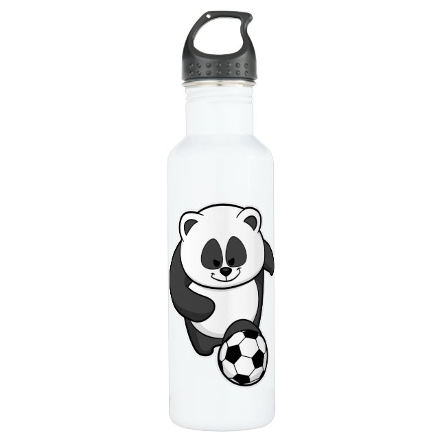 Bouteille D'eau Panda comme joueur de football à Soccer (Devant)