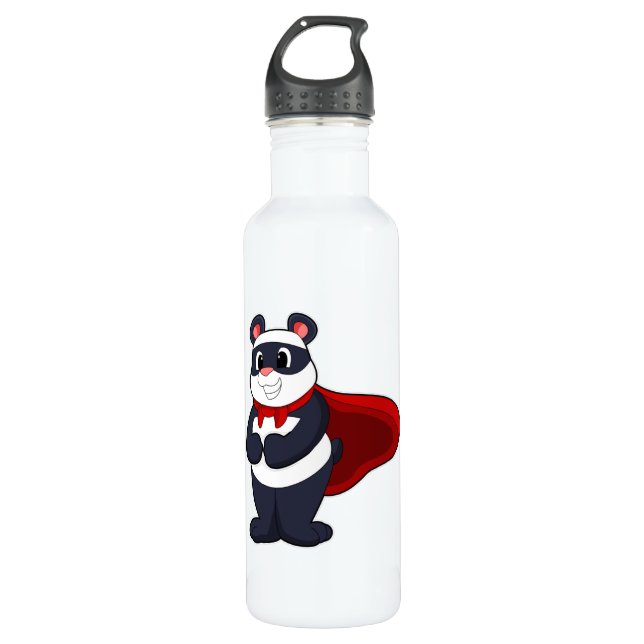 Bouteille D'eau Panda en héros avec Masque et Cap (Devant)