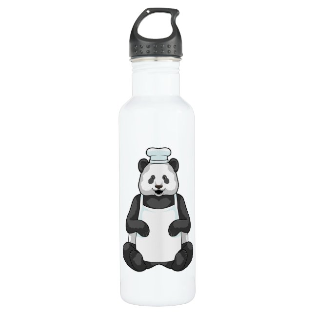 Bouteille D'eau Panda en tant que chef avec casquette Cuisine (Devant)