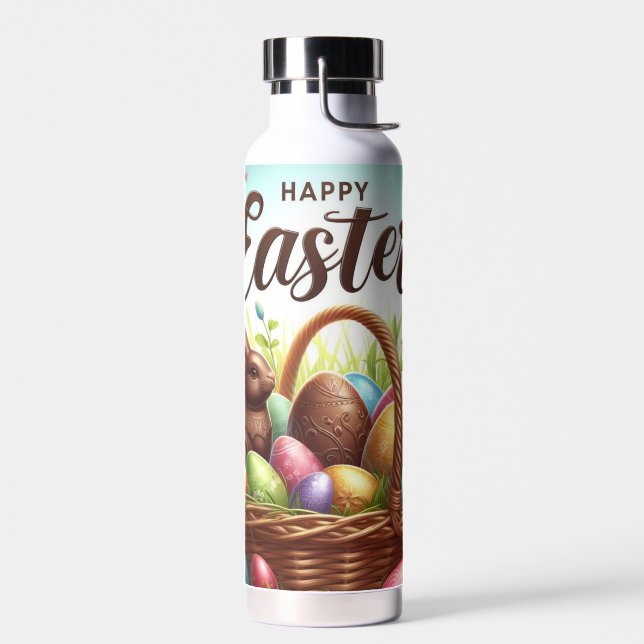 Bouteille D'eau Panier de Pâques coloré, Joyeux avec oeufs (Gauche)