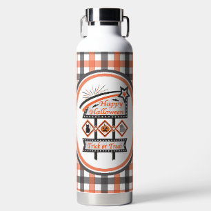 Bouteille D'eau Panneau rétro vintage Halloween – Plaid Trick or T