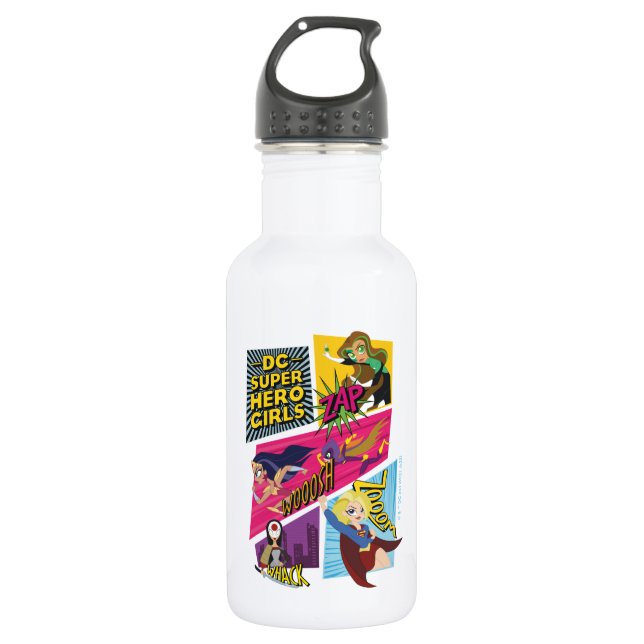 Bouteille D'eau Panneaux d'action pour filles Super Hero DC (Devant)