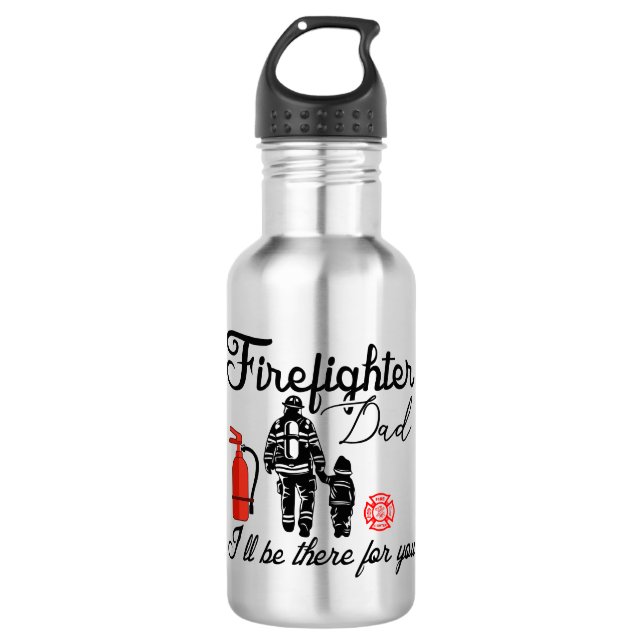 Bouteille D'eau Papa pompier | Cadeaux de Fête des pères (Devant)
