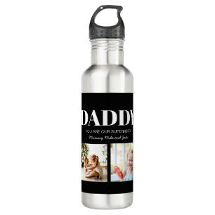 Bouteille D'eau Papa Vous êtes notre Superhero Photo Collage Perso