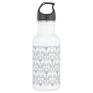 Bouteille D'eau Papier peint Damas vintage - noir + votre backgr.