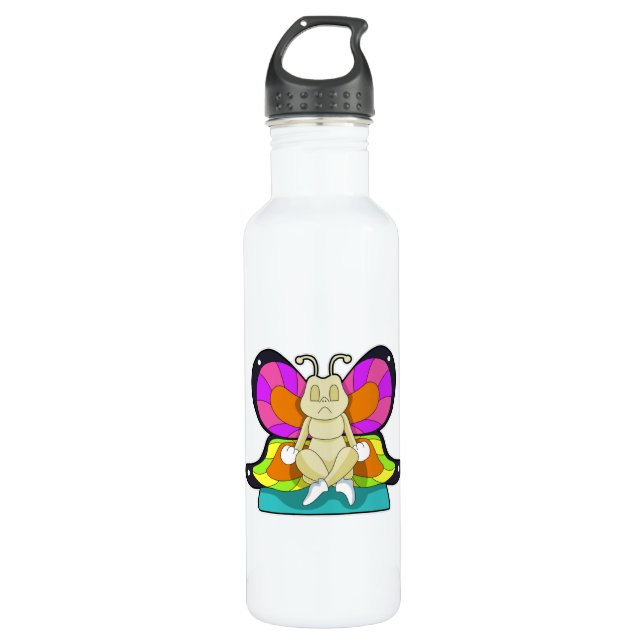 Bouteille D'eau Papillon au Yoga en jambe (Devant)