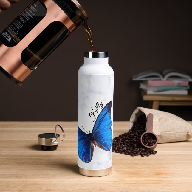 Bouteille D'eau Papillon bleu Morpho personnalisé (Gym)