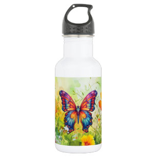 Bouteille D'eau Papillon Bleu Orange ailes