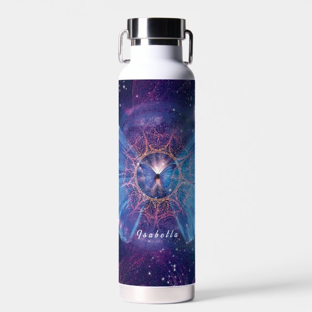 Bouteille D'eau Papillon morpho / Galaxie Mandala (Avant)