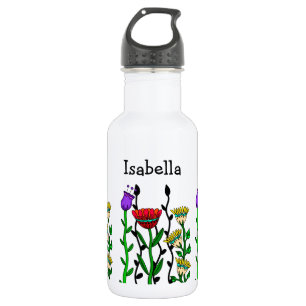 Bouteille D'eau Papillon personnalisé et fleurs joli art
