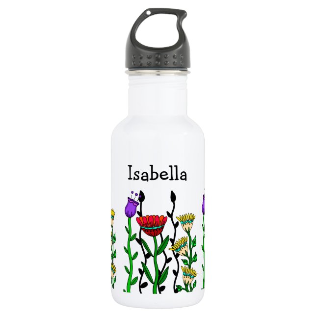 Bouteille D'eau Papillon personnalisé et fleurs joli art (Devant)