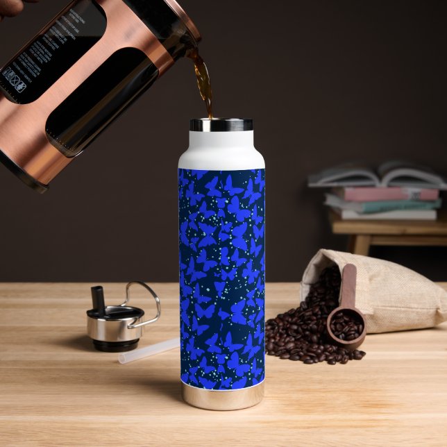 Bouteille D'eau Papillons bleus Motif C01.b Dblue BG (Extérieur)