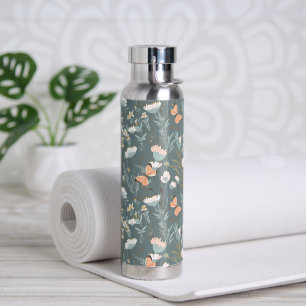 Bouteille D'eau Papillons et Fleurs sauvages en cage