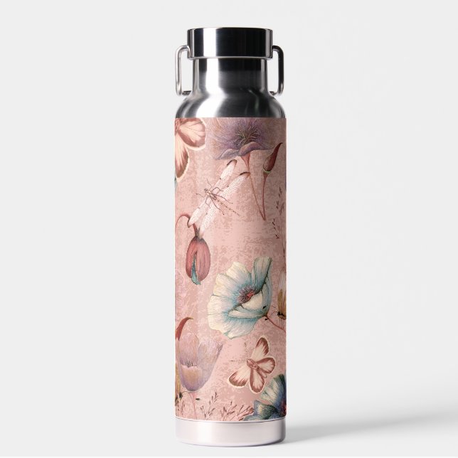 Bouteille D'eau Papillons et libellules sur les papillons (Avant)
