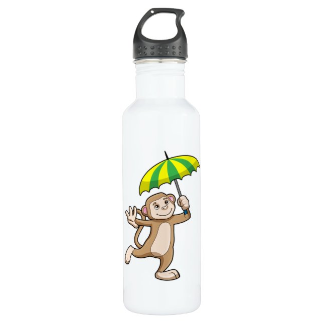 Bouteille D'eau Parapluie de pluie de singes (Devant)