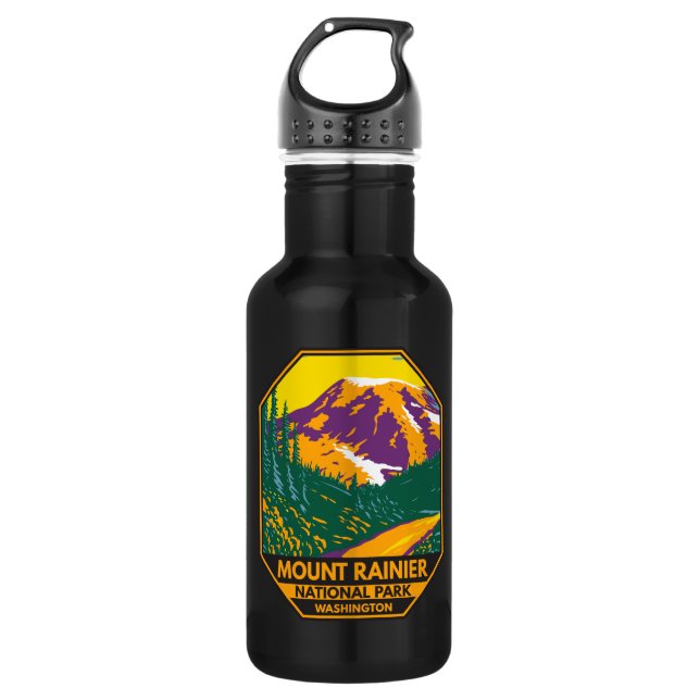 Bouteille D'eau Parc national du Mont Rainier Washington Retro (Devant)