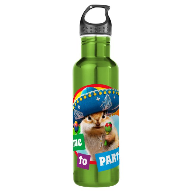 Bouteille D'eau Parti Chipmunk De Sombrero (Devant)