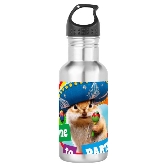 Bouteille D'eau Parti Chipmunk De Sombrero (Devant)